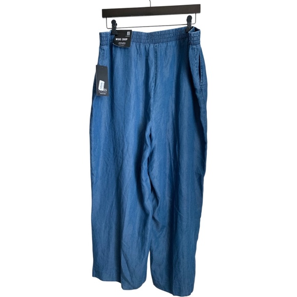 NWT Women's Jones New York Wide Crop Pants Size XL Denim Chambray Elastic Waist - Picture 2 of 9